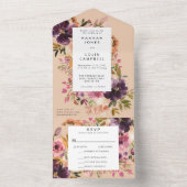 Violet Meadows Modern Fall Floral All In One Einladung (Innen Boden)