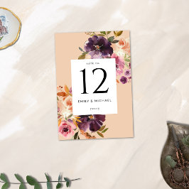 Violet Meadows Modern Fall Floral Tischnummer