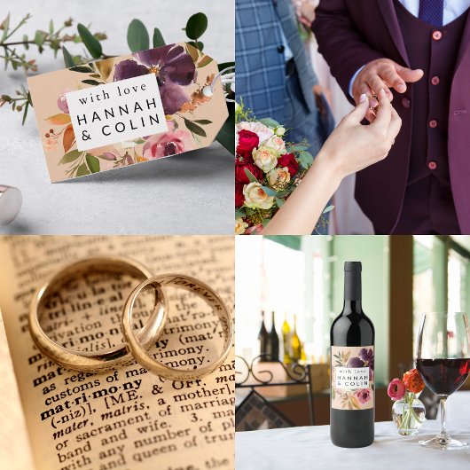 Violet Meadows Modern Fall Floral Weinetikett