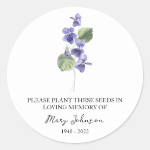 Violet Memorial Beerdigung Seed Packet Runder Aufkleber