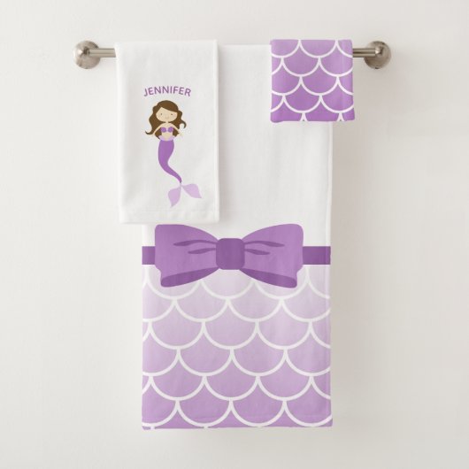 Violet Mermaid Personalisiert Bath Handtuch Set (Insitu)
