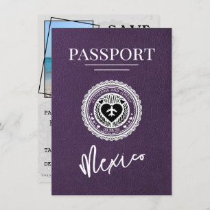 Violet Mexico Passport Save the Date