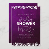 Violet Minimalistisch Babydusche Einladung (Vorne/Hinten)