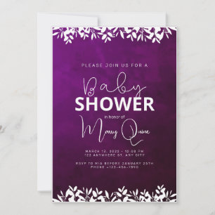 Violet Minimalistisch Babydusche Einladung