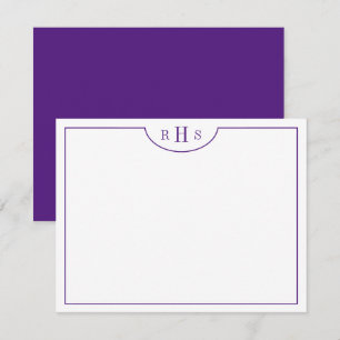 Violet Minimalistisch drei Monogramm eine Grenze Mitteilungskarte