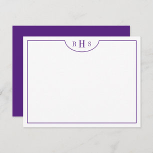 Violet Minimalistisch drei Monogramm eine Grenze Mitteilungskarte