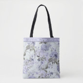 Violet & Mint Hydrangea & Lilacs Personalized Tote Tasche (Vorderseite)