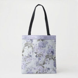 Violet & Mint Hydrangea & Lilacs Personalized Tote Tasche