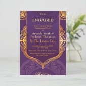 Violet mit Gold-Mandalasen Einladung (Stehend Vorderseite)