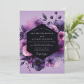 Violet Moody Anemone Wedding Einladung (Stehend Vorderseite)