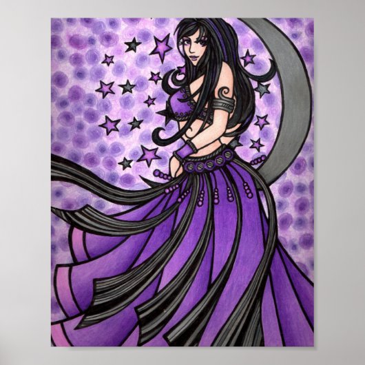 Violet Moon Goddess Belly Dancer Art Poster (Vorne)