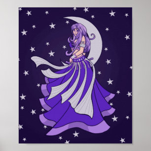 Violet Moon Goddess Bly Dancer Lila Art MoonCh Poster