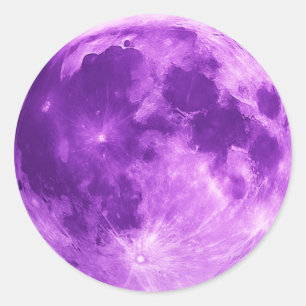 Violet Moon – Kosmischer Minimalist Tee Runder Aufkleber
