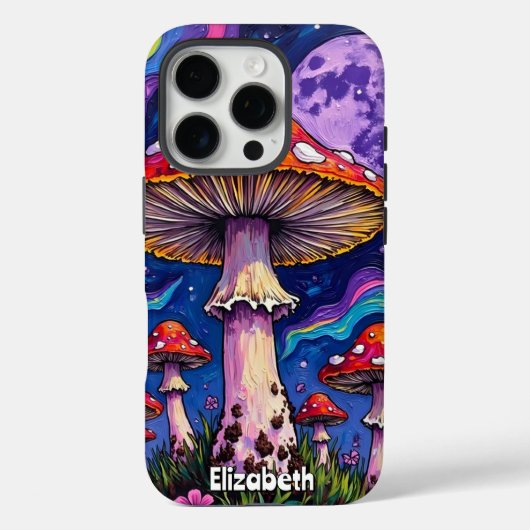Violet Moonlit Mushrooms Case-Mate iPhone Hülle (Rückseite)
