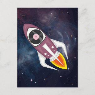 Violet Musikalische Rakete im Weltraum Postkarte