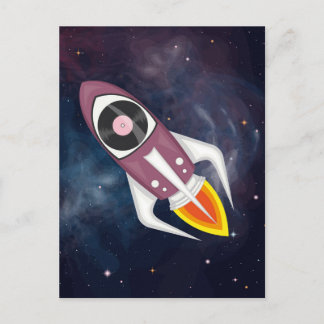 Violet Musikalische Rakete im Weltraum Postkarte