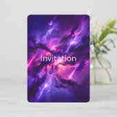 Violet Neon Cosmic Void Einladung (Stehend Vorderseite)