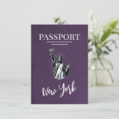 Violet New York City Passport Save the Date (Stehend Vorderseite)