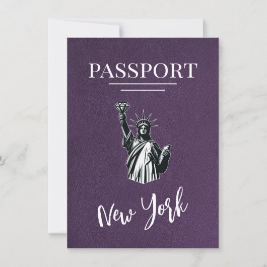 Violet New York City Passport Save the Date (Vorderseite)