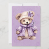 Violet Niedlich Teddy Bärenstuhl Girl Babydusche Einladung (Rückseite)