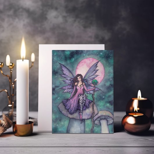 Violet Night Fairy Blank Card von Molly Harrison Karte
