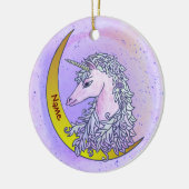 Violet Night Moon Unicorn Keramik Ornament (Links)