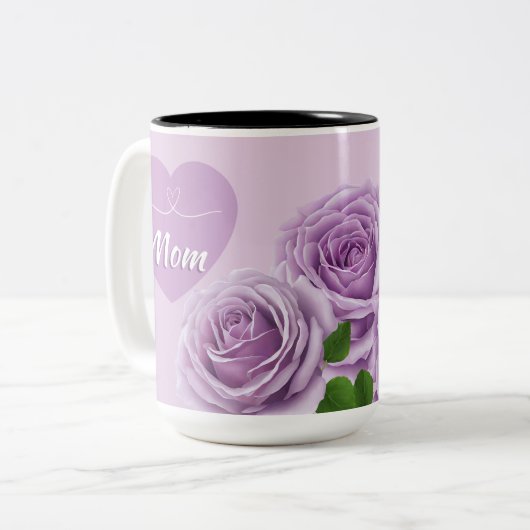 Violet Novalis Rose zur Mama Zweifarbige Tasse (Vorderseite Links)
