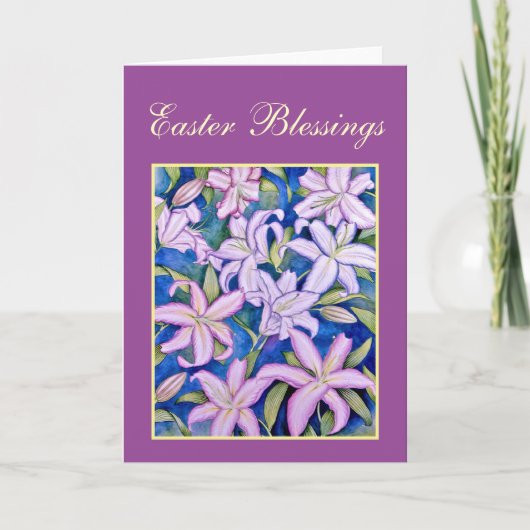 Violet Oaster Lilies Feiertagskarte (Vorderseite)