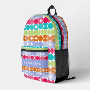 Violet Orange Pink Aqua Midjahrhundert Kreise Must Bedruckter Rucksack