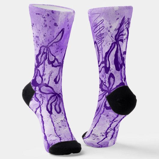 Violet Paint Spritzer & Lilies Socken (Gewinkelt)