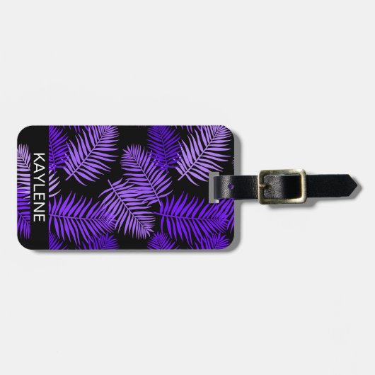 Violet Palm Blätter Personalisiert Gepäckanhänger (Vorderseite horizontal)
