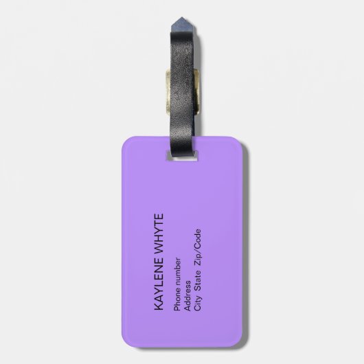 Violet Palm Blätter Personalisiert Gepäckanhänger (Rückseite vertikal)