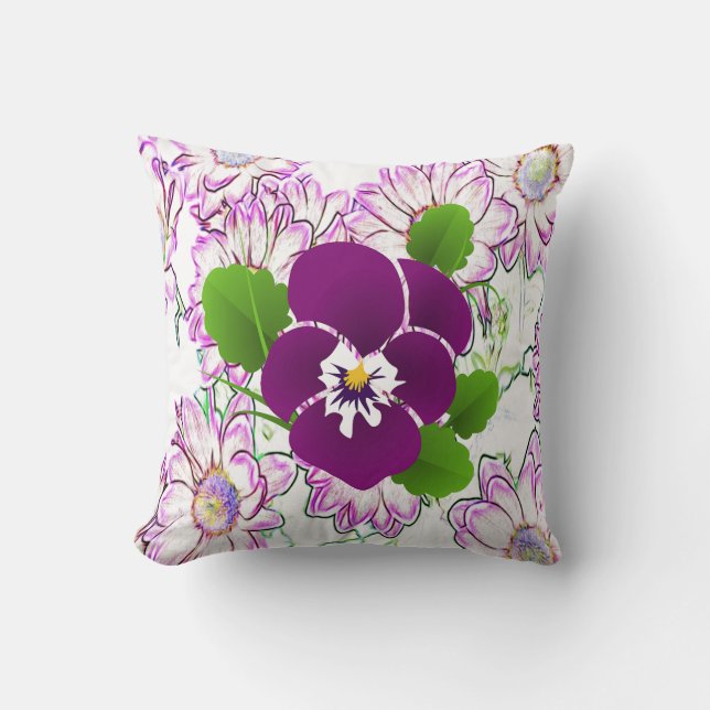 Violet Pansy Floral Soft Kissen (Vorderseite)