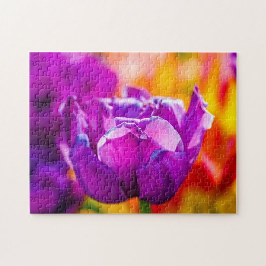 Violet Parrot Tulip farbenfrohe Szene Puzzle (Horizontal)