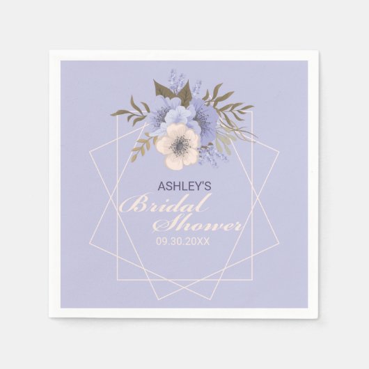 Violet Peach Pastel Geometrische Rose Brautparty Serviette (Vorderseite)