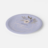 Violet Peach Pastel Rose Geometrisches Brautparty Pappteller (Schrägansicht)
