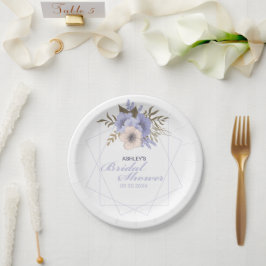 Violet Peach Pastel Rose Geometrisches Brautparty Pappteller