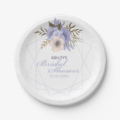 Violet Peach Pastel Rose Geometrisches Brautparty Pappteller (Vorderseite)