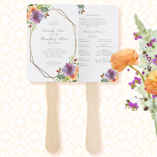 Violet Peach Wassercolor Floral Octagon Programm Fächer