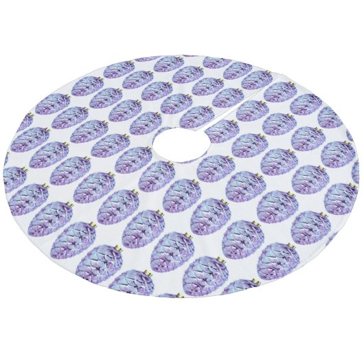 Violet Pinecones Weihnachtsbaumrock Fleece Weihnachtsbaumdecke (Schrägansicht)