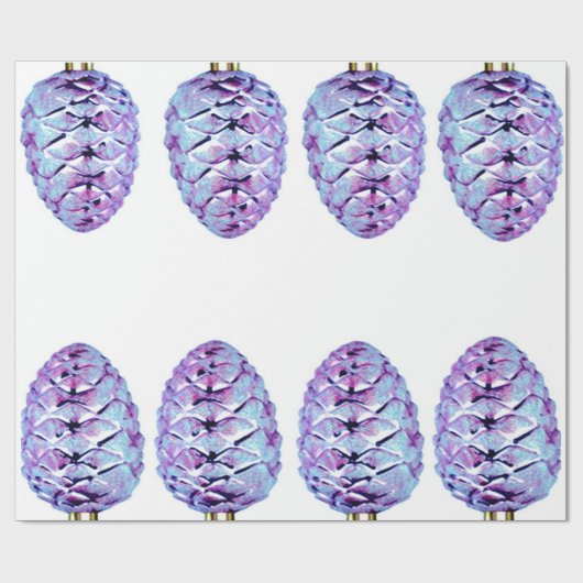 Violet Pinecones Wrapping Paper Geschenkpapier (Flach)