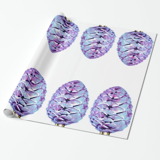 Violet Pinecones Wrapping Paper Geschenkpapier (Ungerollt)