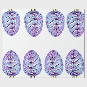 Violet Pinecones Wrapping Paper Geschenkpapier