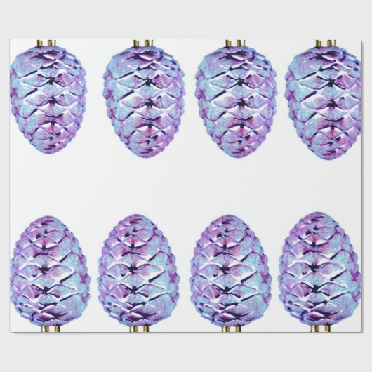 Violet Pinecones Wrapping Paper Geschenkpapier (Flach)