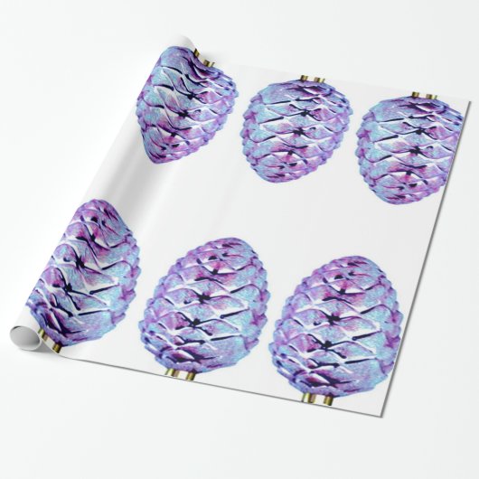 Violet Pinecones Wrapping Paper Geschenkpapier (Ungerollt)