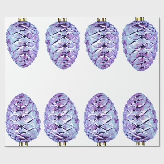 Violet Pinecones Wrapping Paper Geschenkpapier (Flach)