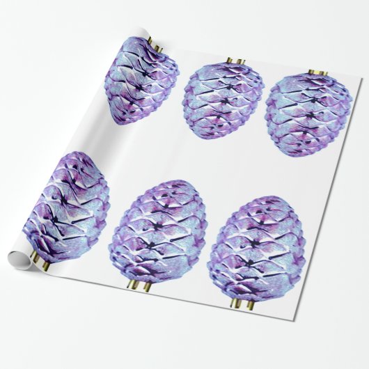 Violet Pinecones Wrapping Paper Geschenkpapier (Ungerollt)