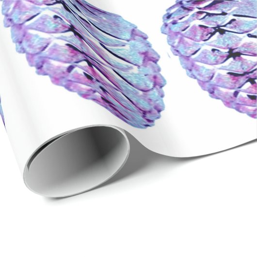 Violet Pinecones Wrapping Paper Geschenkpapier (Rolleneckpunkt)