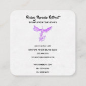 *~* VIOLET PINK Federn Phoenix Aufstieg auf Schwar Quadratische Visitenkarte (Rückseite)