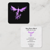 *~* VIOLET PINK Federn Phoenix Aufstieg auf Schwar Quadratische Visitenkarte (Vorne/Hinten)